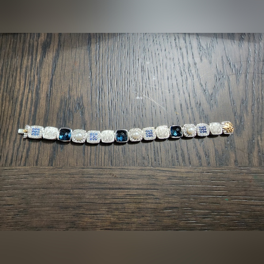 925 SS and 18kt Gold Multi stone Bracelet